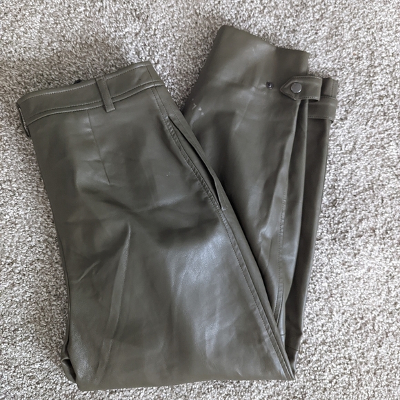 MNG Green Pleather HR Cargo Pants - Picture 2 of 10